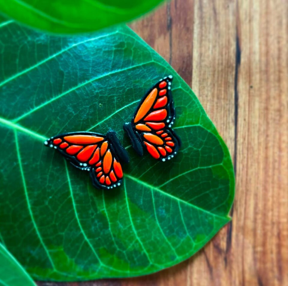 Orange Monarch Studs